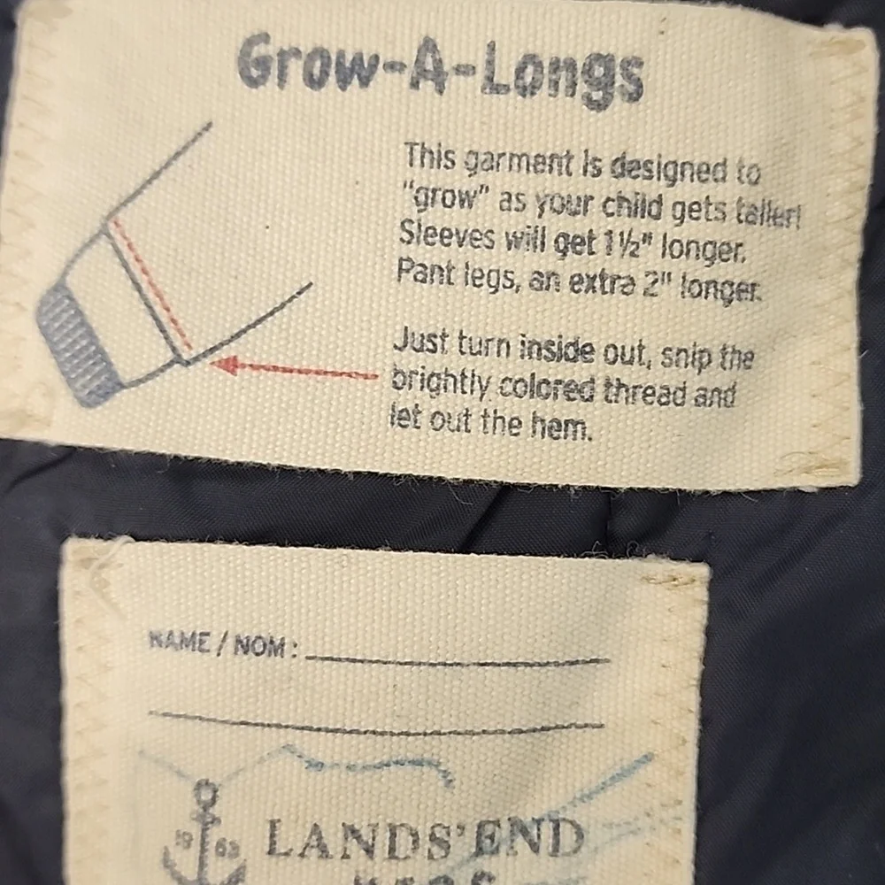 Lands' End Kids' Dark Blue Grow Along Jacket. Size kids Small 8
